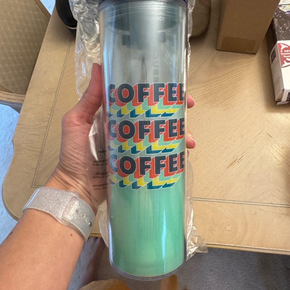 Set of 2 Starbucks popsicle teal Coffee Tumbler with Retro Design